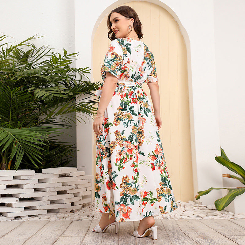 Women Floral Print Plus Sizes Dresses