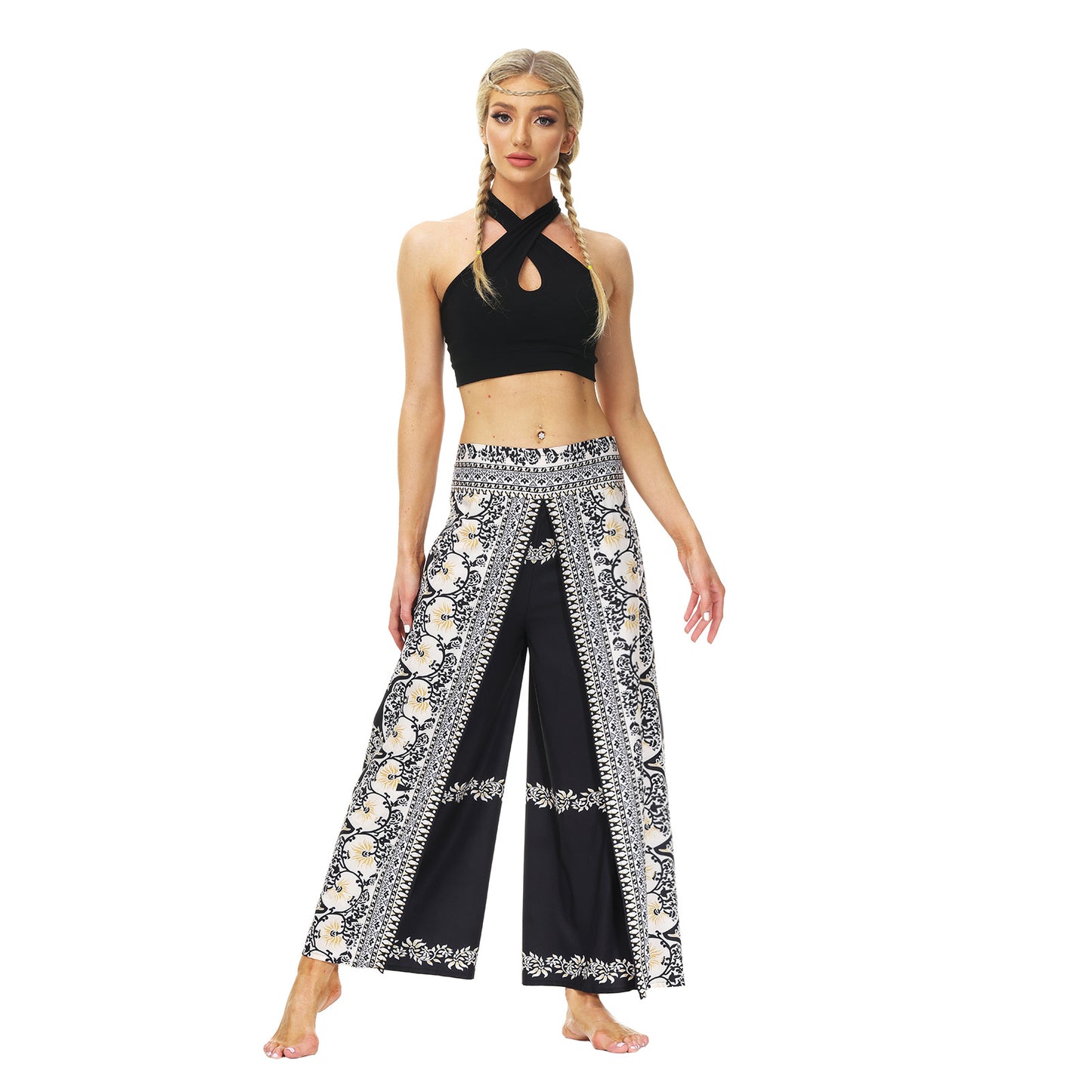 Casual Floral Print Women Yoga Loose Pants