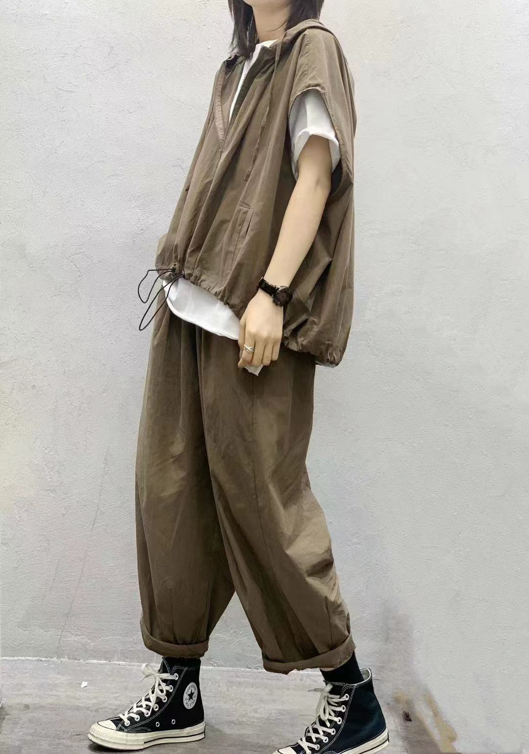 Women Linen Drawstring Leisure Fall Jacket-STYLEGOING