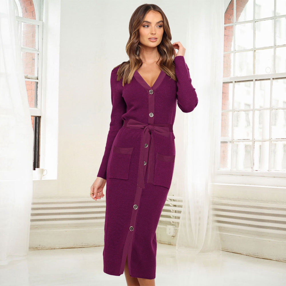 Women Knitting Slim Winter Long Dresses
