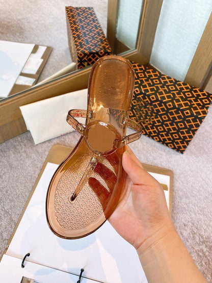 Women Beach Foot Clip Metal Button Flat Heel-STYLEGOING