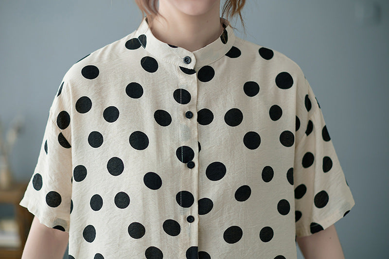 Summer Apricot Dot Women Shirts