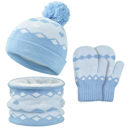 Winter Knitting Hats Gloves Scarfs 3pcs/set