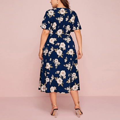 Women Chiffon Short Sleeves Plus Sizes Dresses