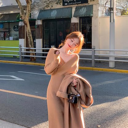 Sexy V Neck Sheath Knitted Dresses for Women