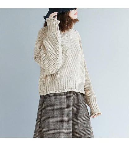 Women High Neck Knitting Sweaters-STYLEGOING