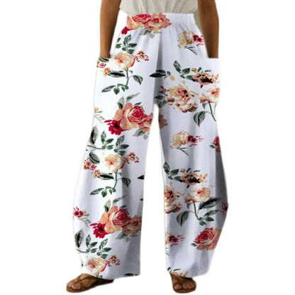 Casual Natural Waist Wide Legs Summer Long Pants