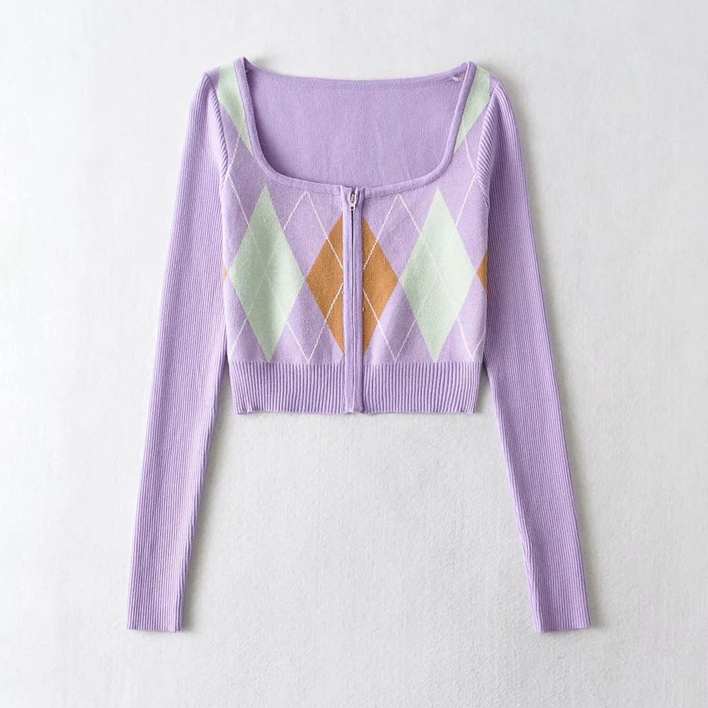 Elegant Midriff Baring Short Tops and Mini Knitting Skirts