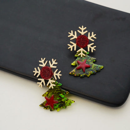 Merry Christmas Tree Design Women Earrings