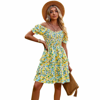 Romantic Short Sleeves Cake Dresses