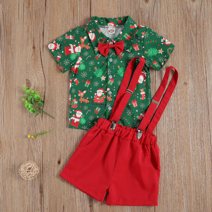 Foraml Merry Christmas Bowknot Boys Shirts and Pants