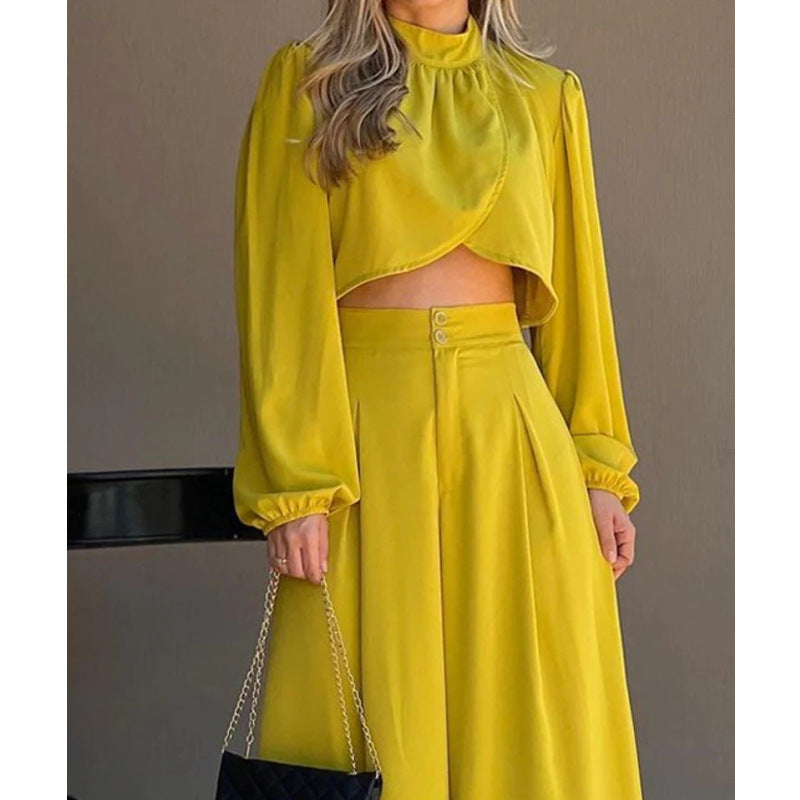 Elegant Irregular High Waist Women Two Pieces Suits