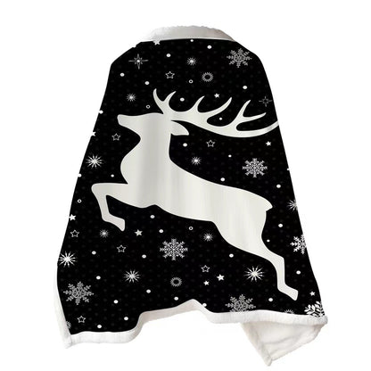 2 In 1 Warm Soft Throw Blanket for Christmas