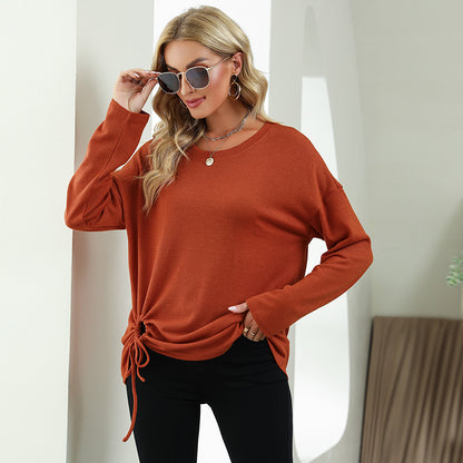 Casual Strawing Design Long Sleeves Blouses for Women