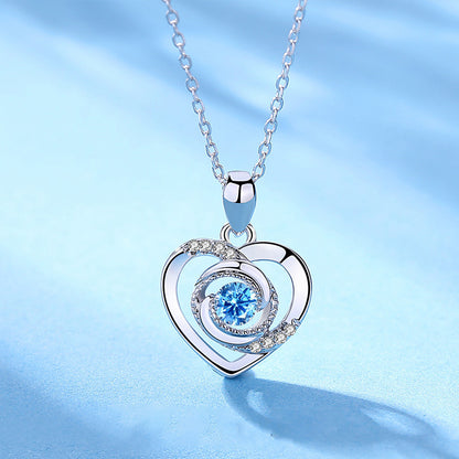 Permenant Heart Rose Design Sterling Sliver Zircon Necklace