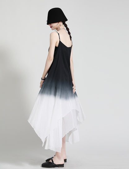 Summer Linen Dyed Irregular Sleeveless Long Dresses