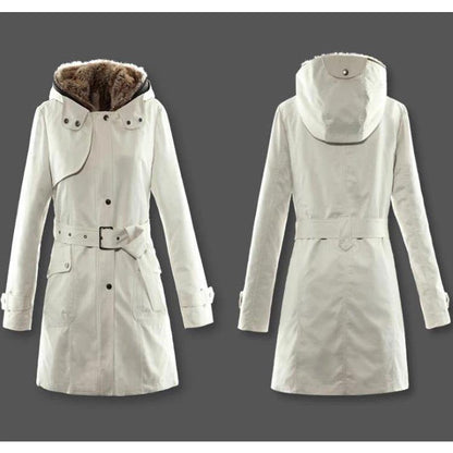 Women Winter Fur Warm Outerwear with Hat-STYLEGOING