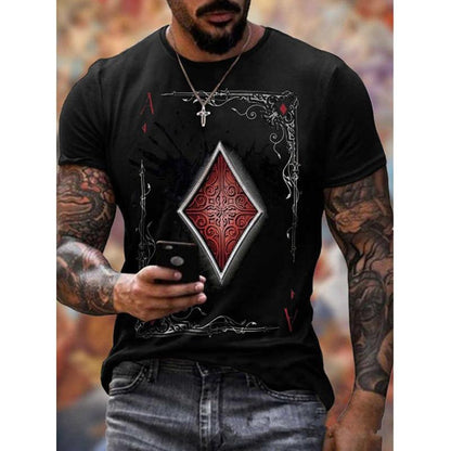 Summer 3D Poker Design Casual Short Sleeves T Shirts