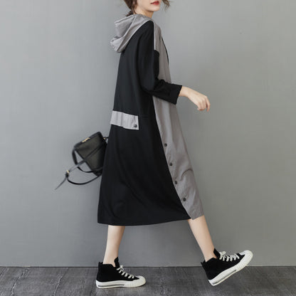Women Plus Sizes Fall Long Sleeves Hoodies Dresses