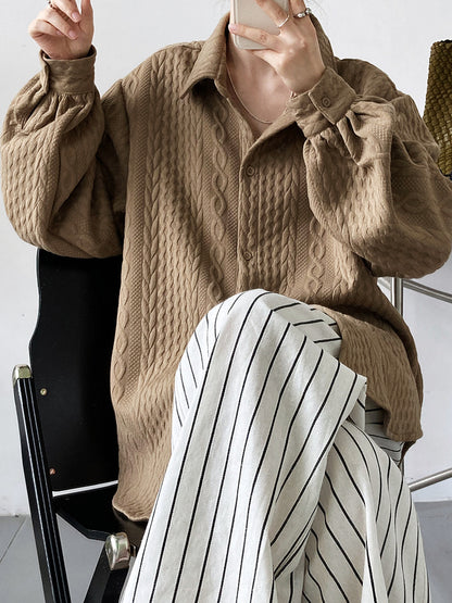 Soft Embossing Flowers Fall Long Sleeves Shirts