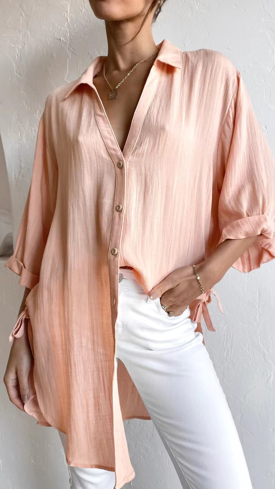 Casual Linen Women Long Shirts