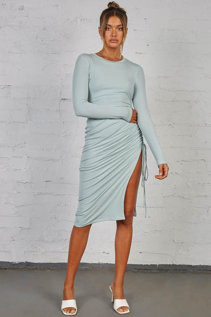 Sexy High Waist Irregular Long Sleeves Dresses