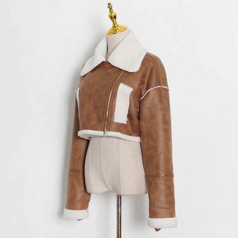 Luxury Motorcycle Sheep Fleece Jacket Coat for Winter