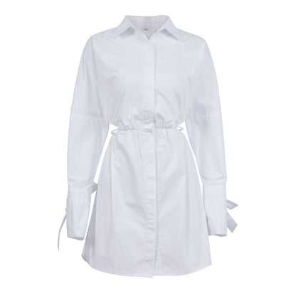 Sexy Waist Baring Long Sleeves Women Short Shirts Dresses