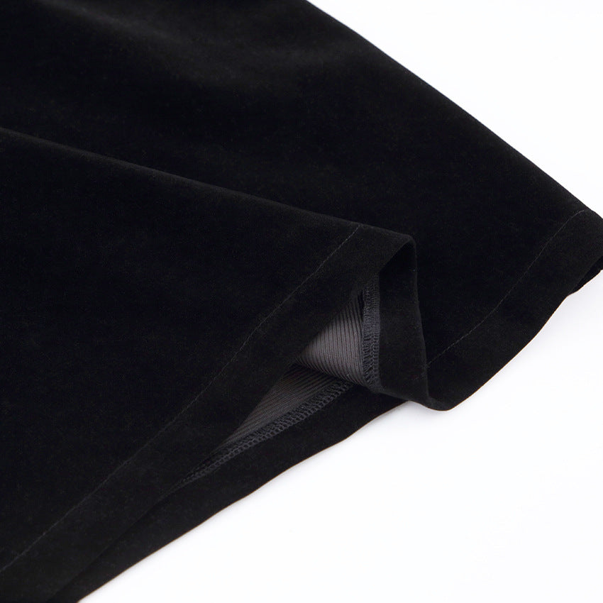 Women Puff Sleeves Black Fall Short Dresses