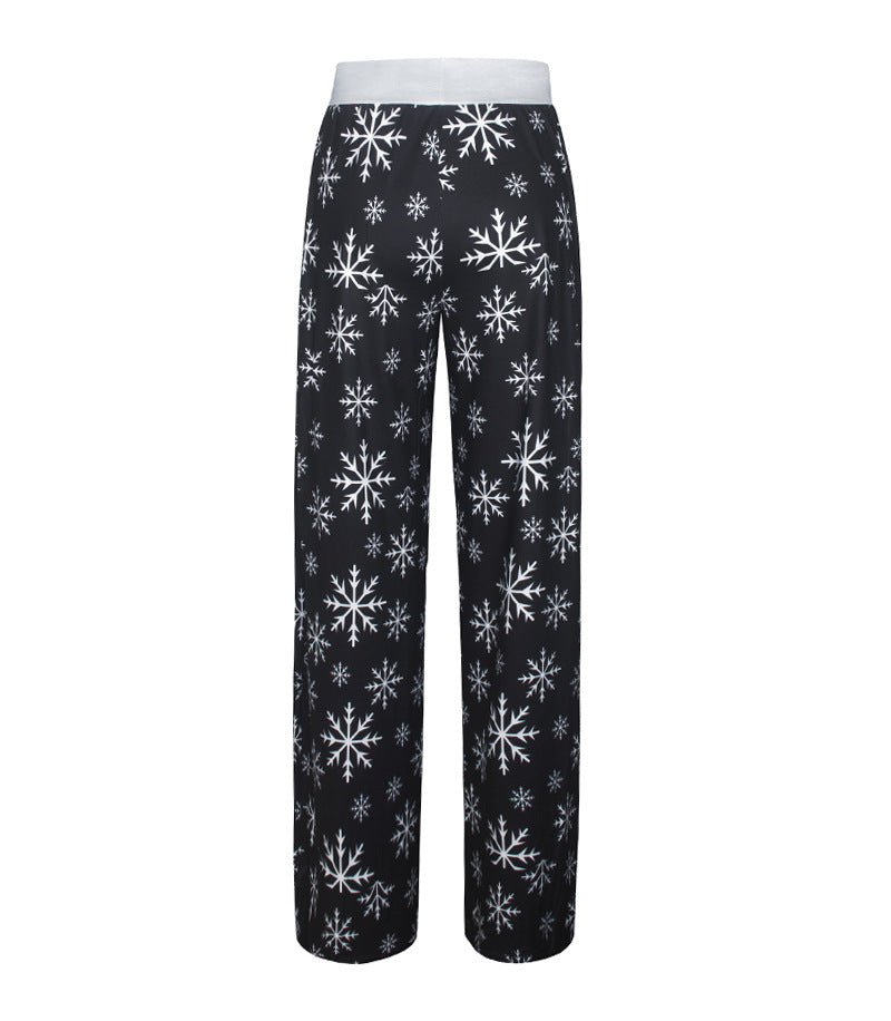 Casual Merry Christmas Wide Legs Pants for Women