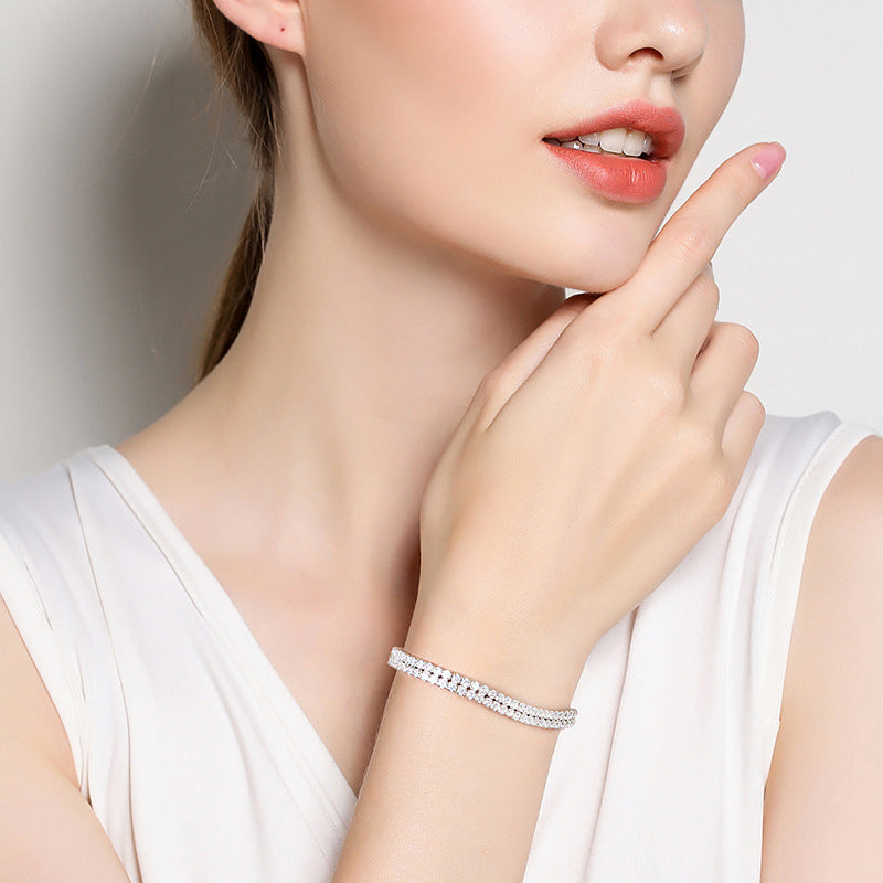 Sterling Sliver Zircon Tennis Designed Bracelets