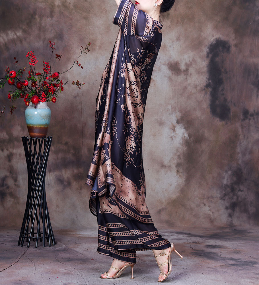 Vintage Plus Sizes Long Blouses and Wide Legs Pants Summer Outfits