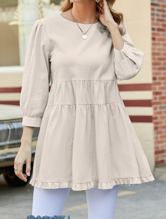 Casual 3/4 Length Sleeves Women Top Blouses