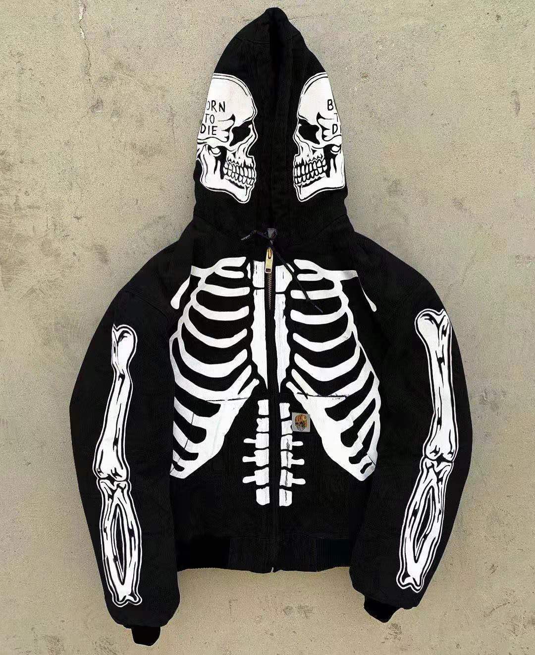 Women Flower Skull Long Sleeve Hoodies Sweater