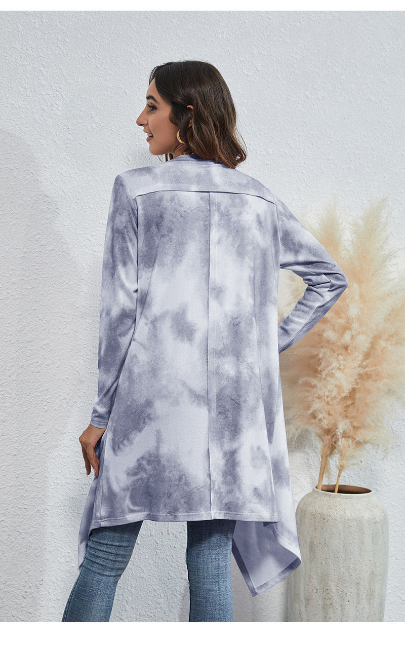 Irregular Design Dyed Long Cardigan Coats for Women