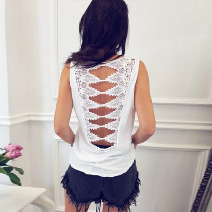 Summer Back Hollow Out Sleeveless Crop Tops-STYLEGOING