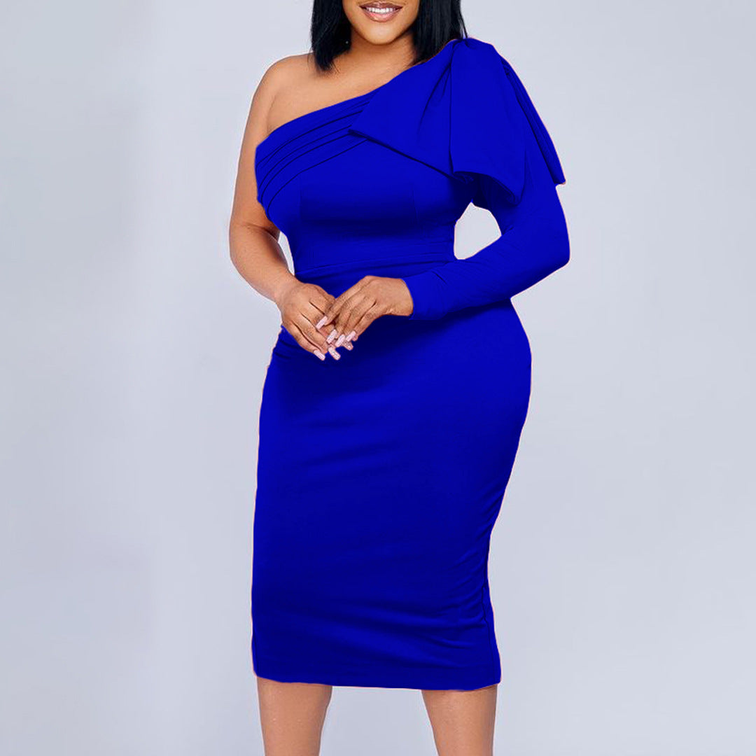 Fashion One Shoulder Sheath Women Dresses