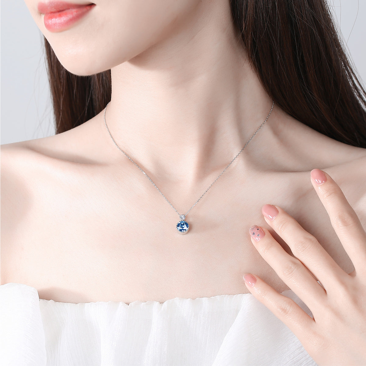 Romantic Crystal Sterling Silver Necklace for Women