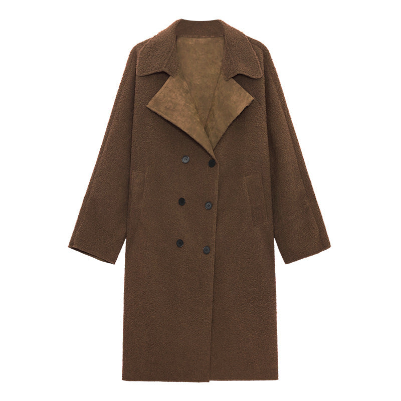 Luxury Plus Sizes Sherpa Peach Velvet Warm Winter Overcoat