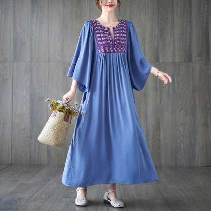 Vintage Embroidery Summer Plus Sizes Long Dresses