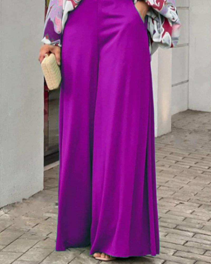 Loose Summer Two Pieces Wide Legs Women Suits