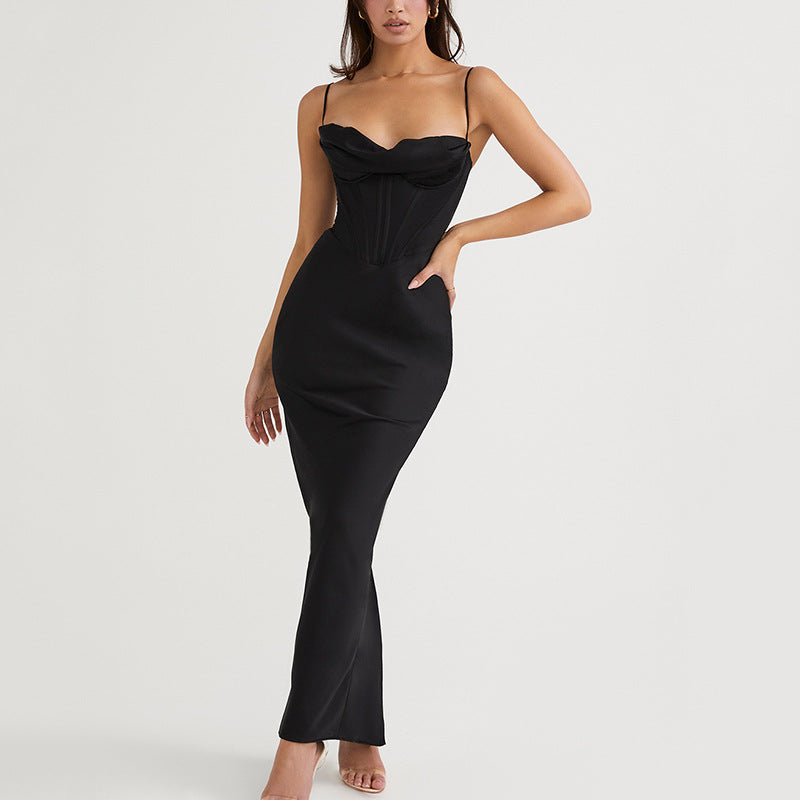Sexy Satin Spaghetti Straps Long Dresses