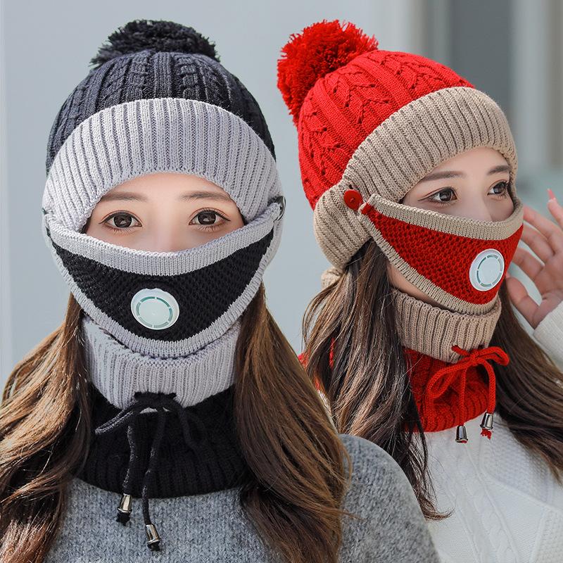 Women Winter Fleece Liner Outdoor Kntting Hats&Scarfs 3pcs/Set-Pink-One Size-Elastic-Free Shipping at meselling99