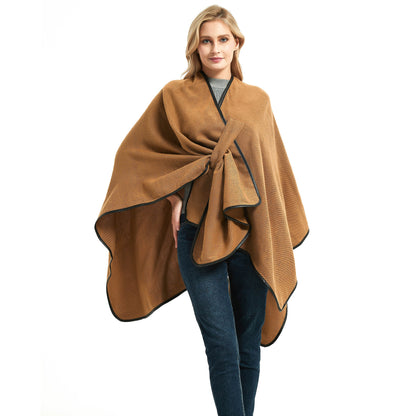 Casual Brown Shawl With Buckle Design for Women