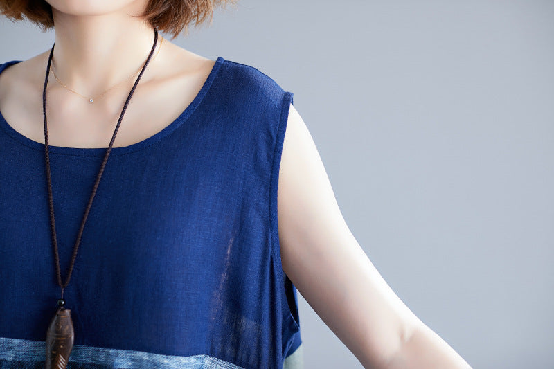 Blue Sleeveless Long Cozy Dresses