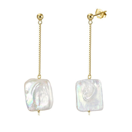 Baroque Pearl Gold Plated Silver Drop Earrings