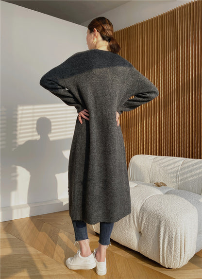 Warm Knitting Split Design Pullover Long Dresses