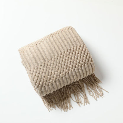 Soft Sofa Blanket with Tassels-Khaki-127*152+12CM-Free Shipping at meselling99