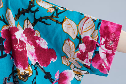 Ethnic Floral Print Plus Sizes Linen Dresses