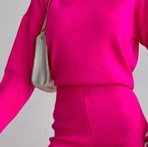 Winter Long Sleeves Knitted Tops and Wide Leg Pants